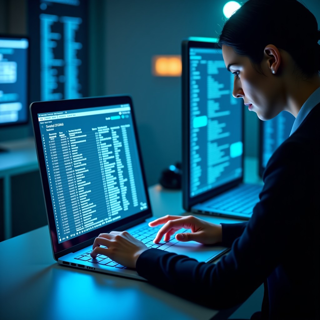Professional setting of a person working on a spreadsheet with a holographic AI assistant overlay highlighting rows and columns professional realistic style 4:3