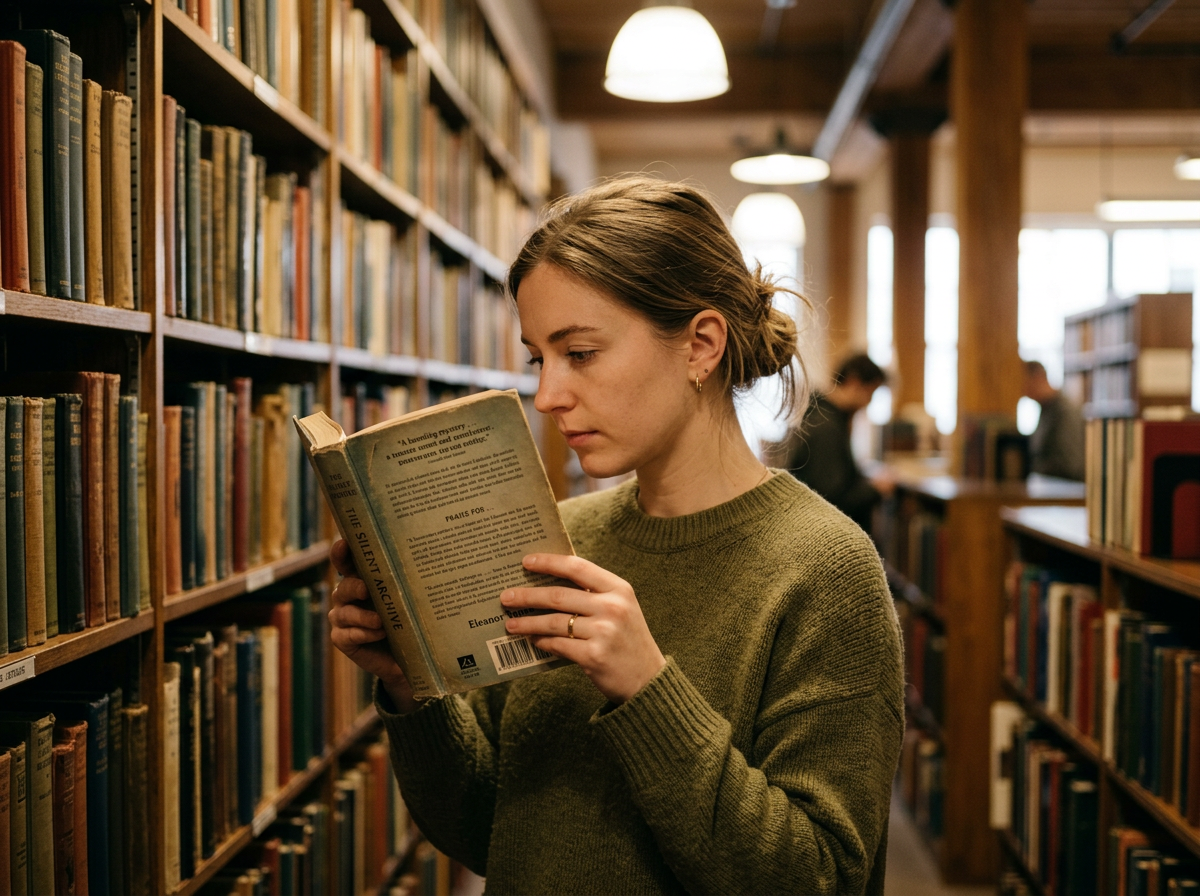 도서관의 책을 살펴보는 사람
