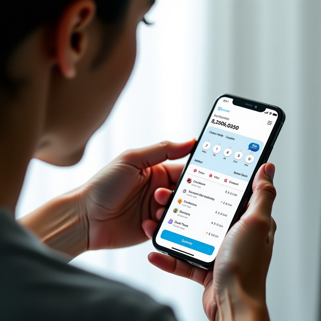 스마트폰으로 건강 정보 확인하는 모습