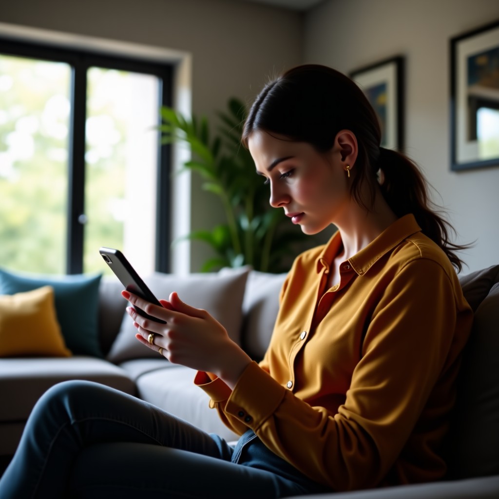 스마트폰을 들고 고민하는 사용자