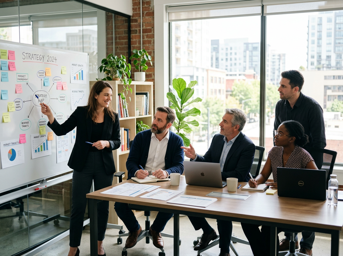 비즈니스 회의를 하는 사람들