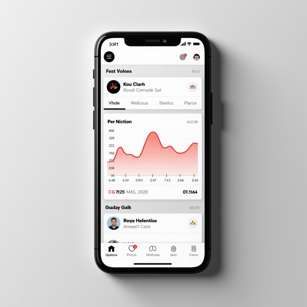 A smartphone screen showing a social media interface with a clean financial chart embedded in the feed, high contrast, minimalist UI design, realistic photography, 4:3 aspect ratio.