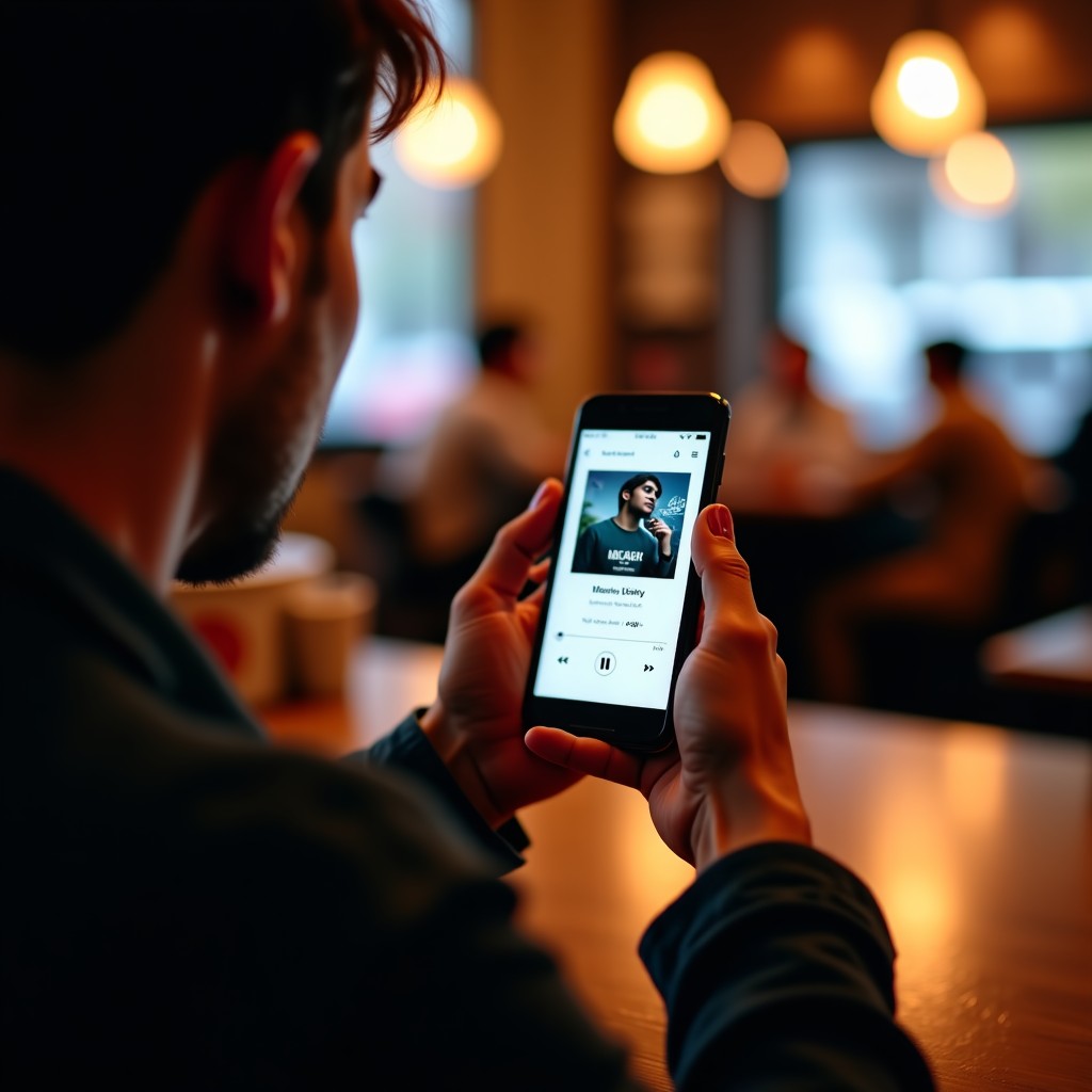 음악 스트리밍 중인 스마트폰