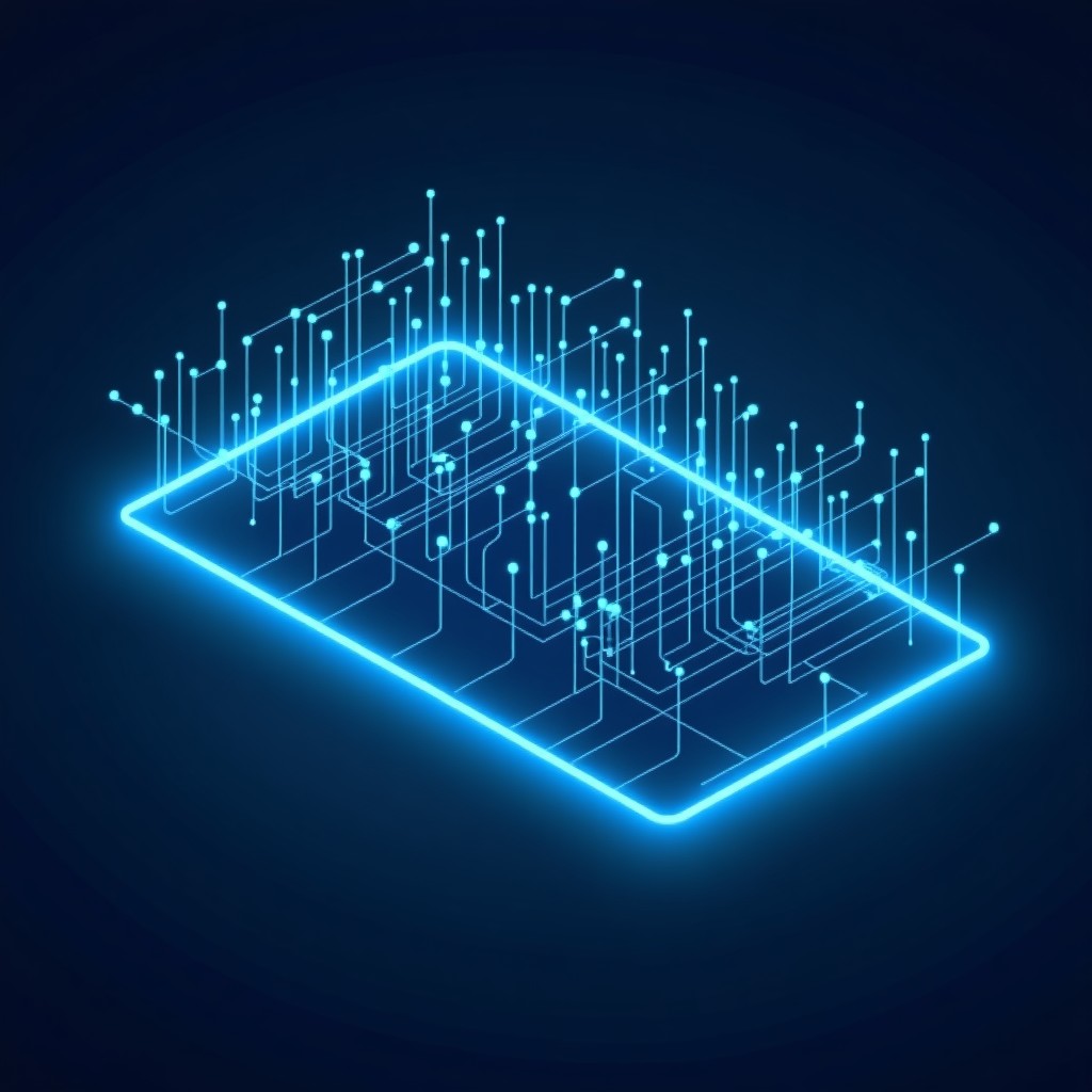 A modern analytical interface scanning digital frames, high tech, clean and minimalist design, 4:3