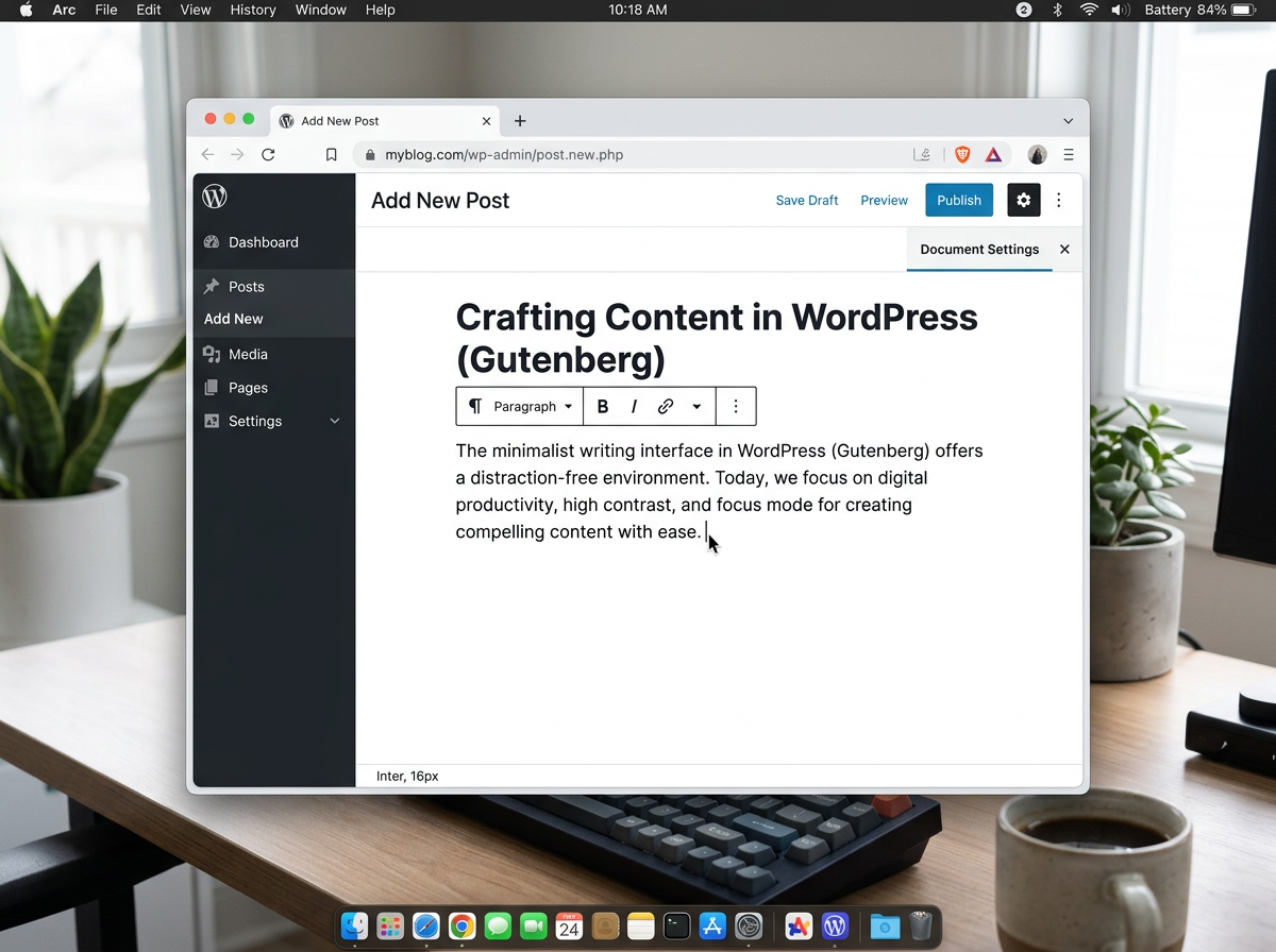웹 브라우저에서 실행되는 워드프레스