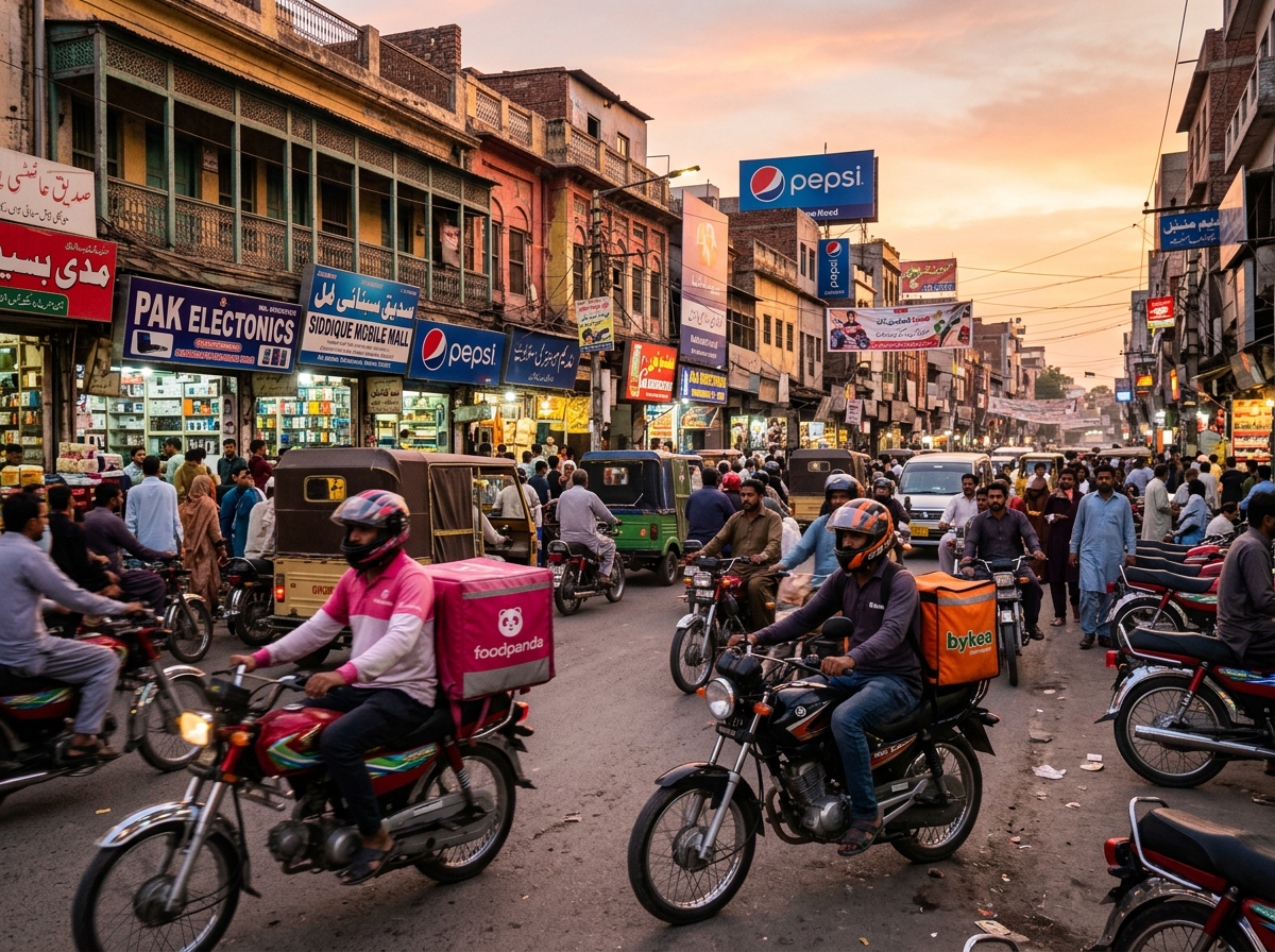 파키스탄 도시를 달리는 배달 서비스
