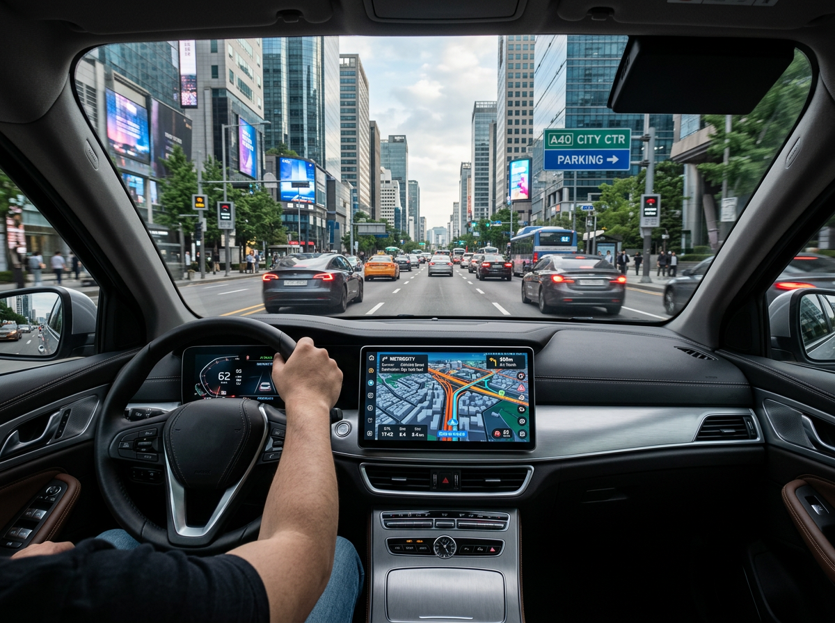 도시 도로를 주행하는 차량의 모습