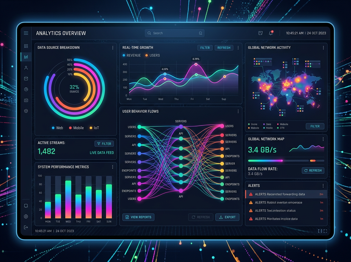 복잡한 데이터가 시각화된 대시보드 화면