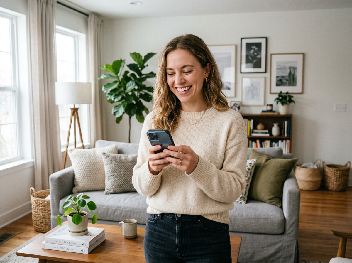 스마트폰을 사용하는 판매자