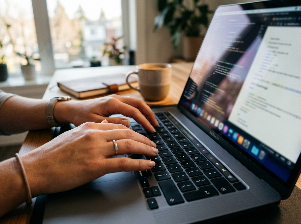 스튜디오 인터페이스를 다루는 손