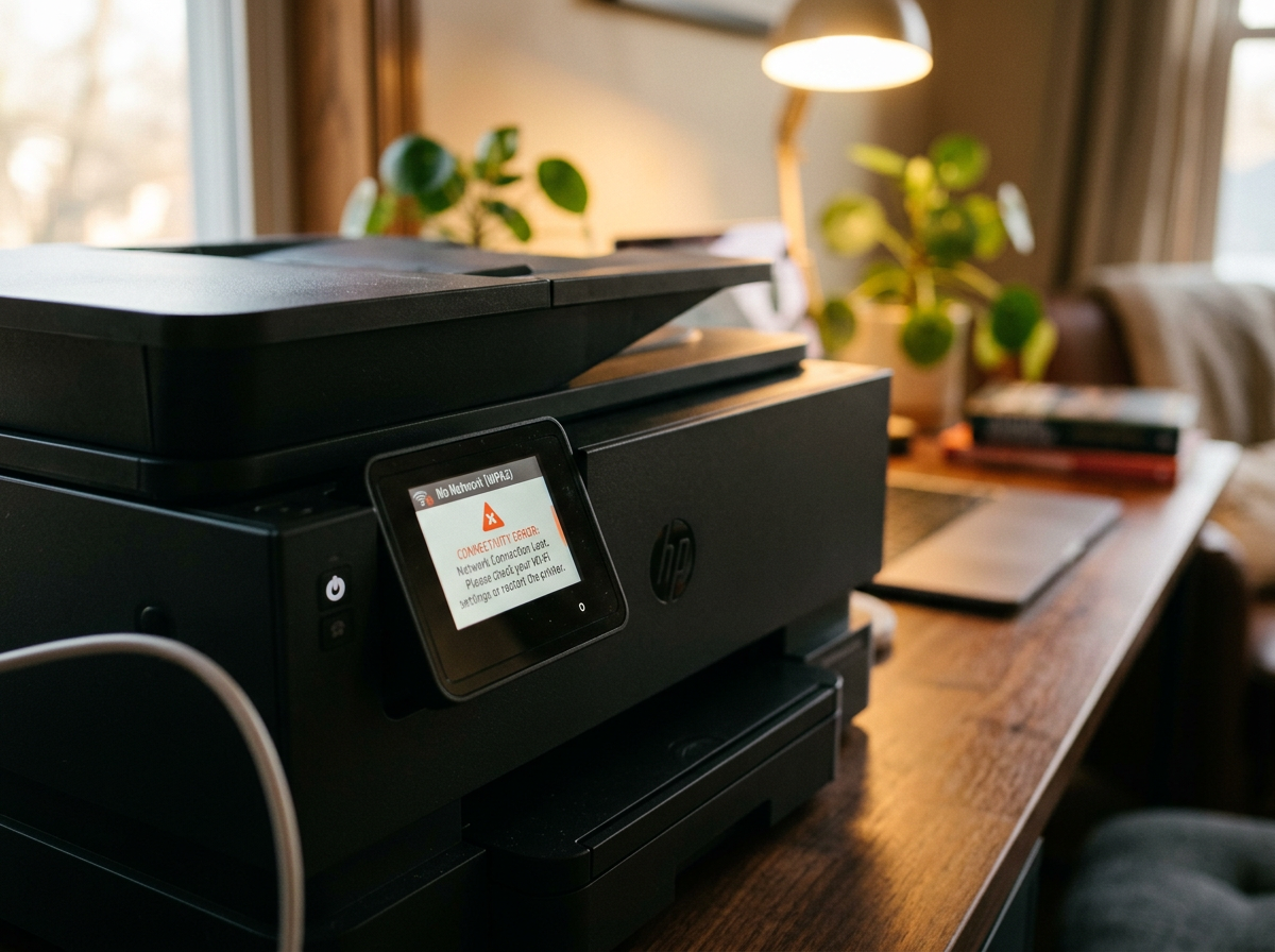 프린터 카트리지와 디지털 경고 메시지