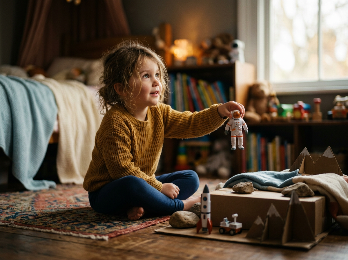 상상력을 발휘하는 아이의 놀이