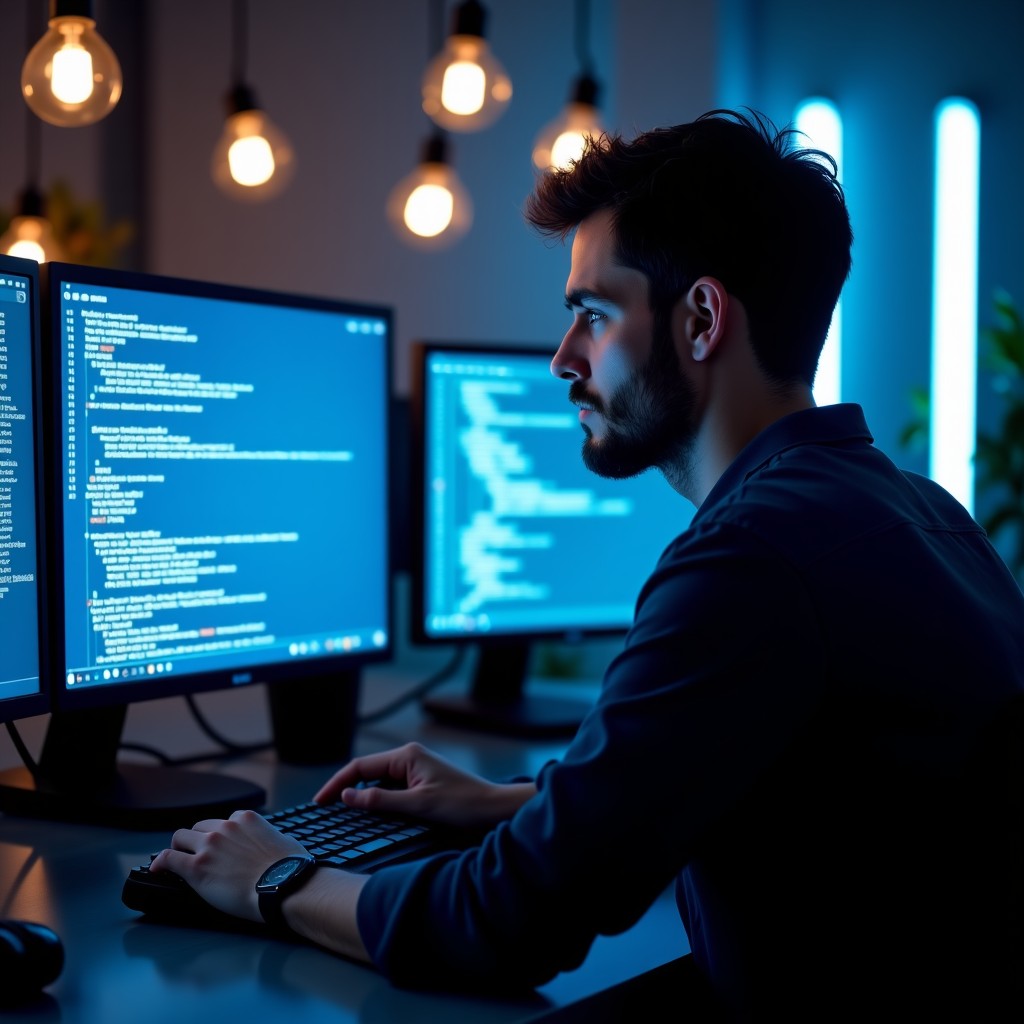 코드 작업 중인 개발자의 모습