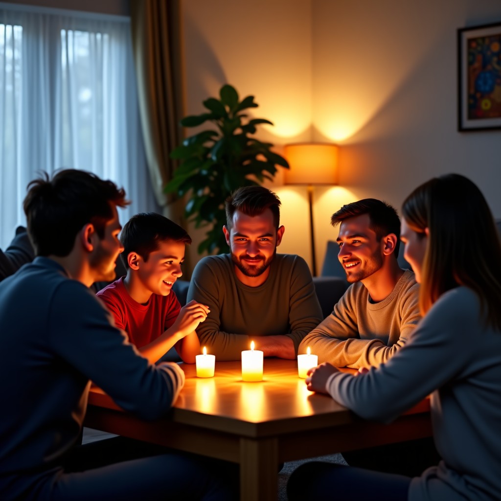 가족들이 함께 모여 퀴즈를 즐기는 모습