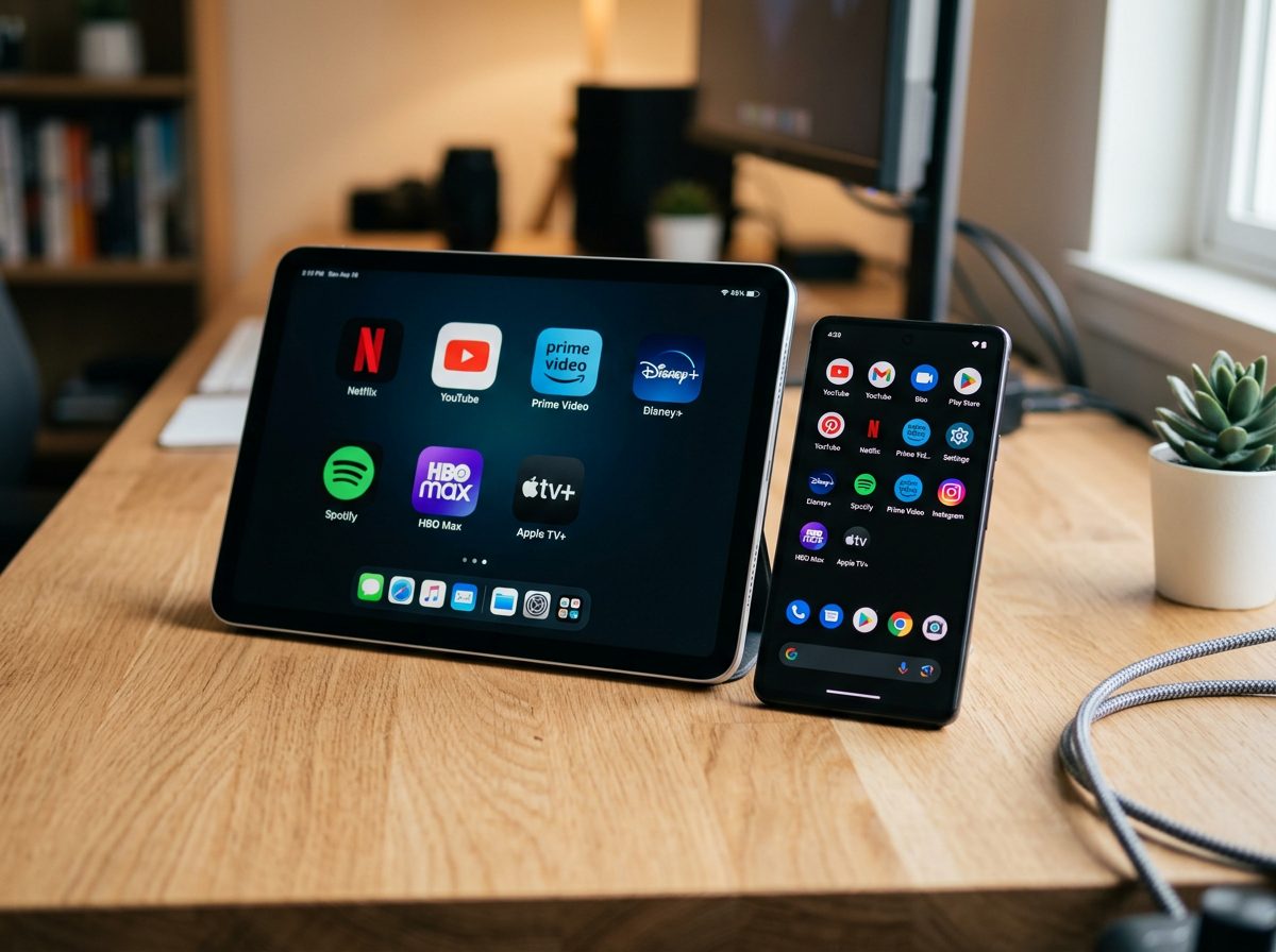 디지털 기기와 스트리밍 로고