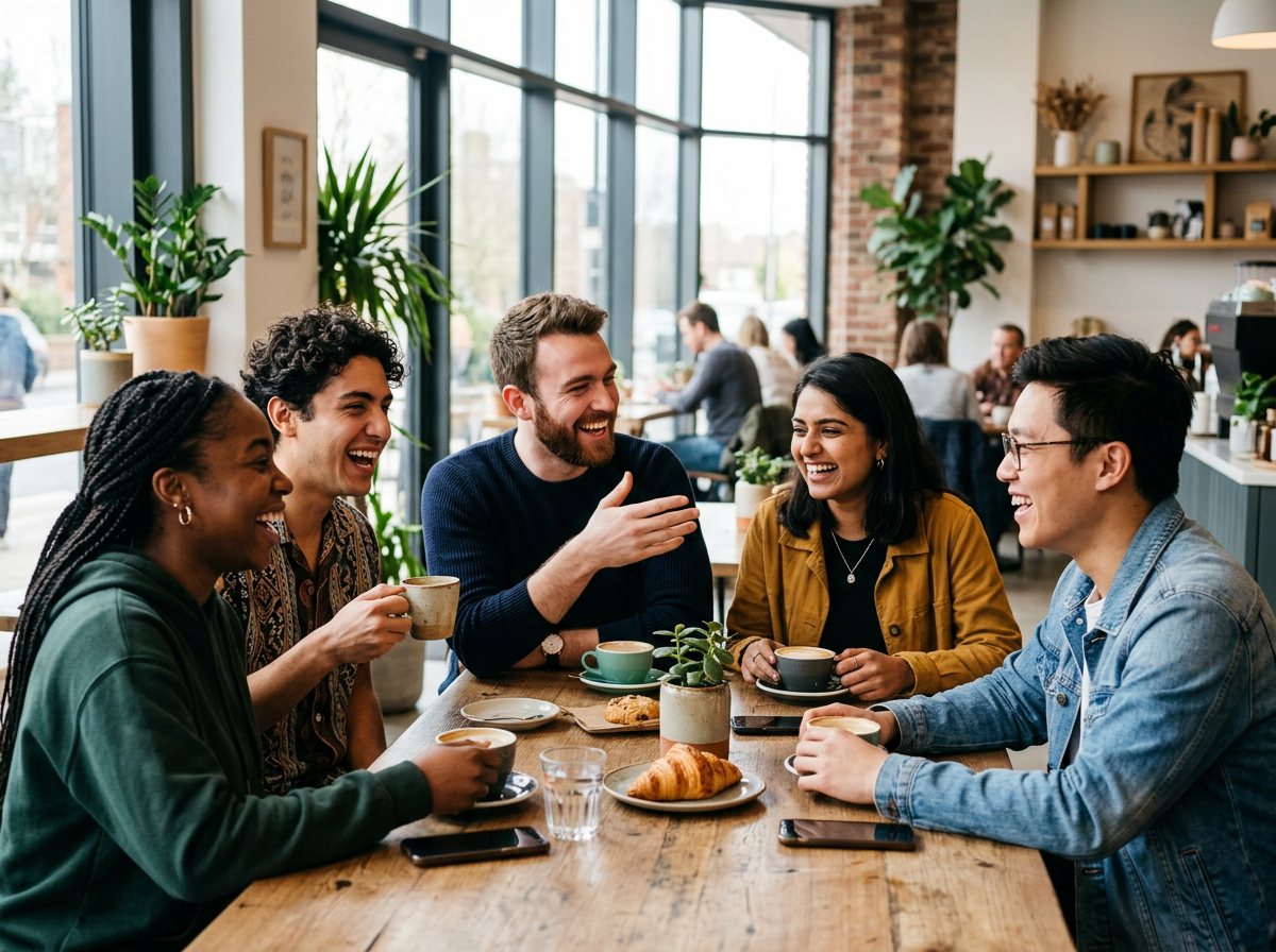 카페에서 대화하는 사람들