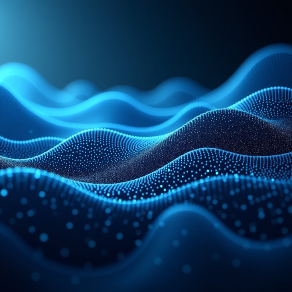 A visual representation of abstract data streams converging into a complex network, representing the influence of technology on social systems. 4:3 ratio.