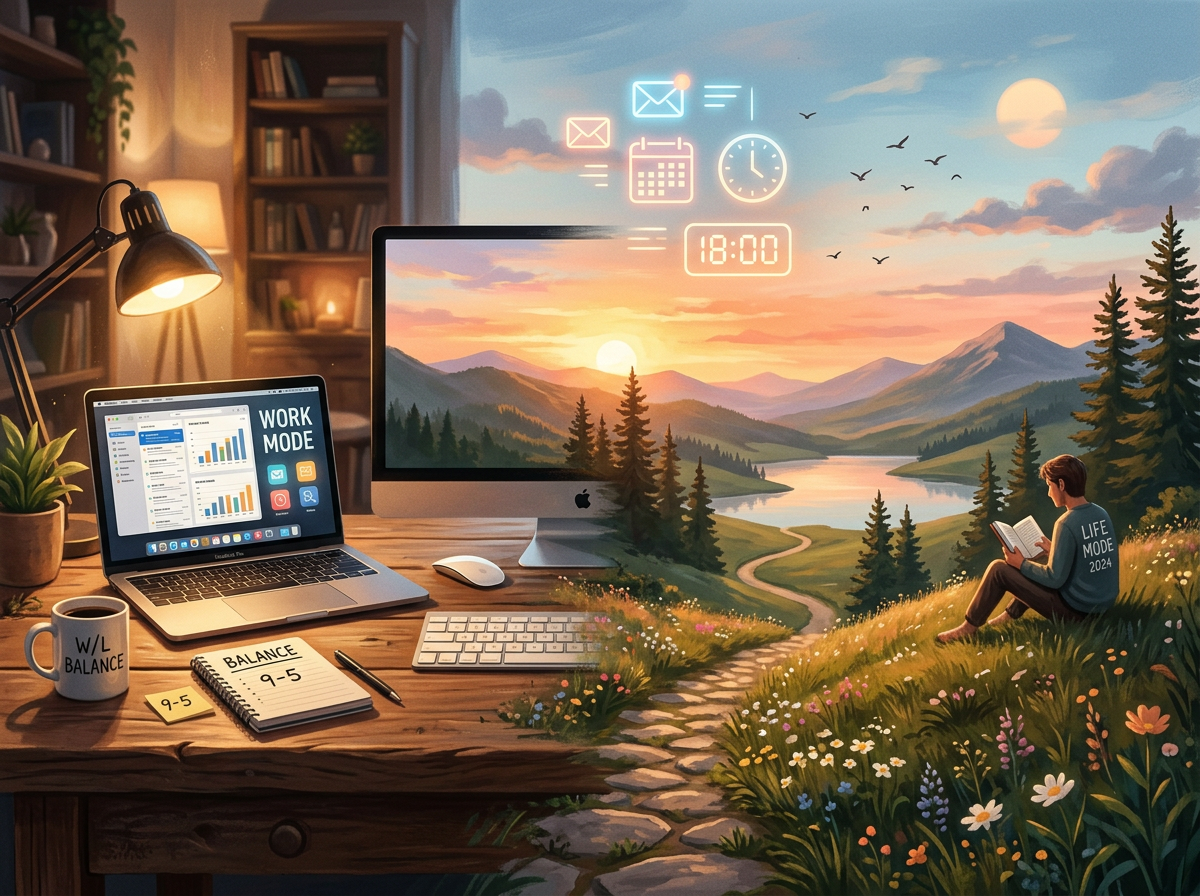 일과 삶의 균형을 상징하는 추상적 이미지