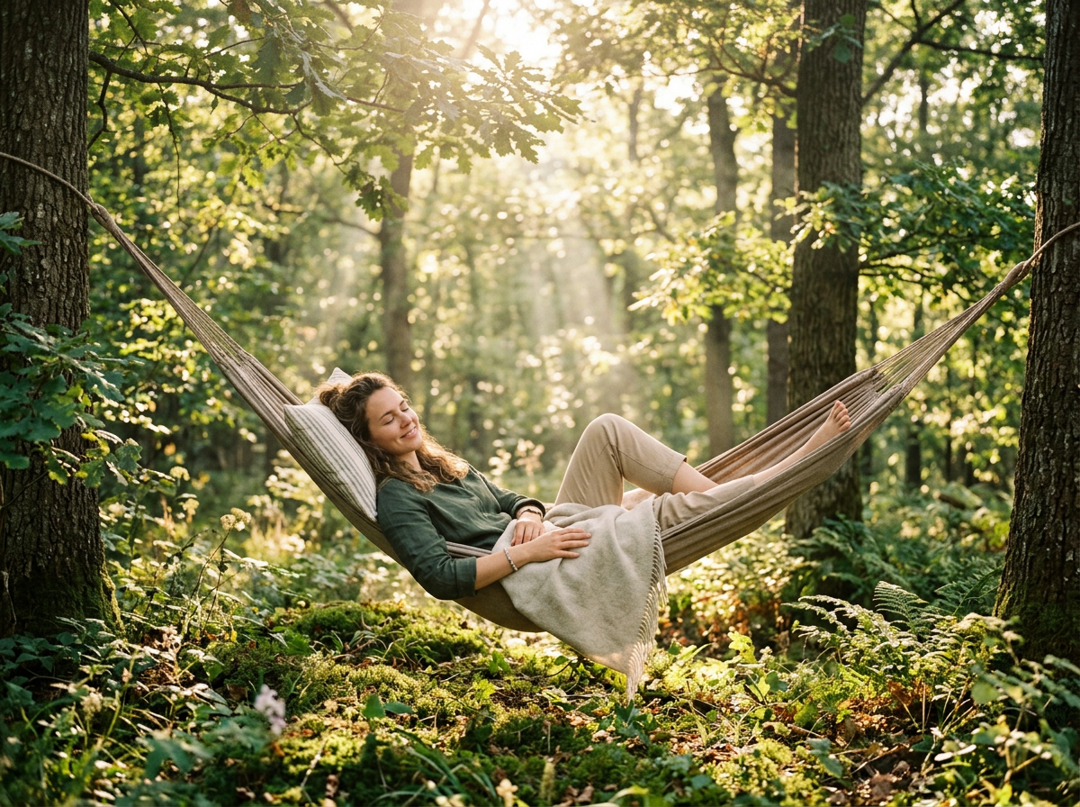 자연에서 휴식을 취하는 사람의 모습