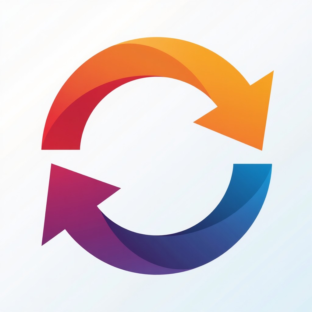 Abstract representation of a growth loop connecting technology and user feedback, bright modern colors, 4:3