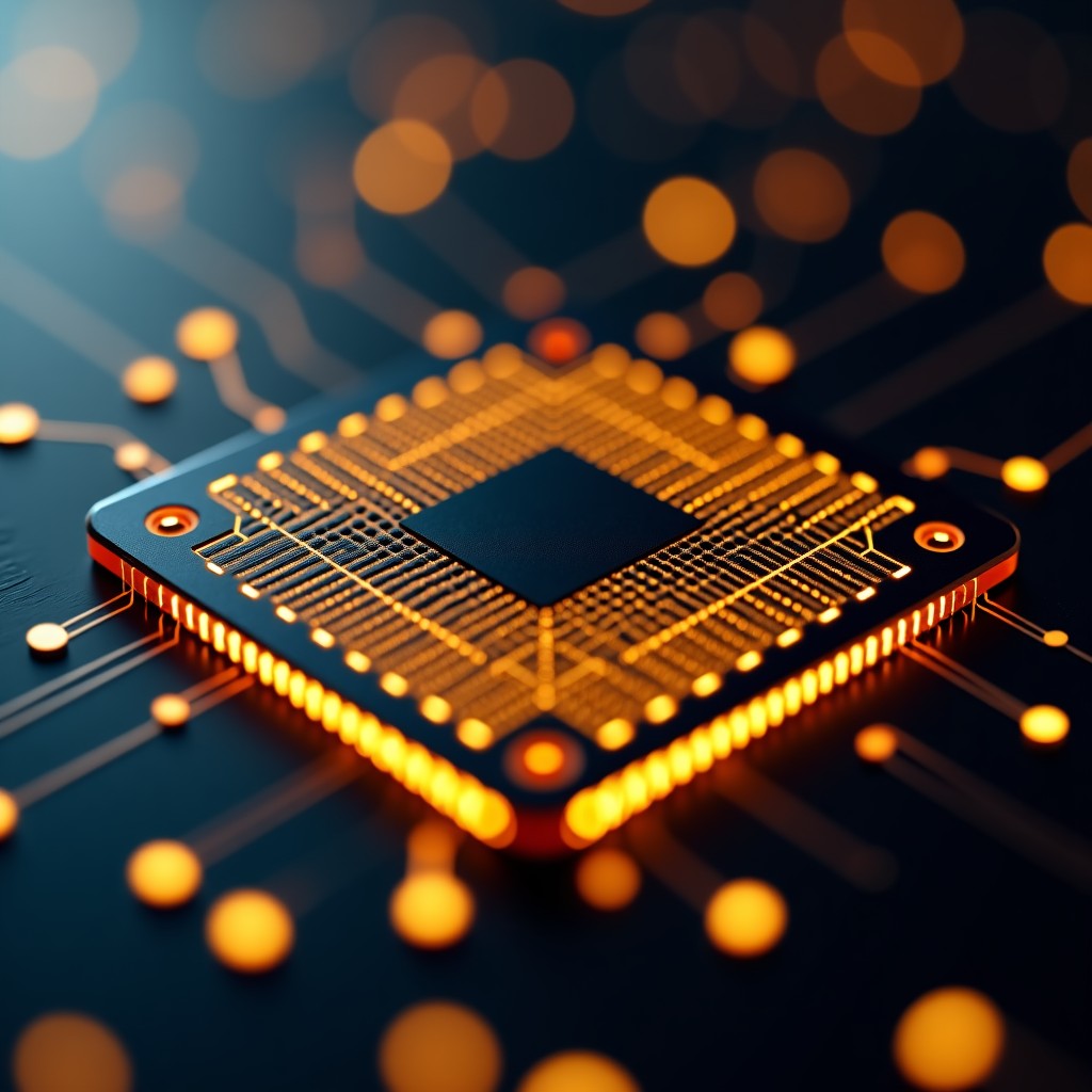 첨단 양자 칩 기술 시각화