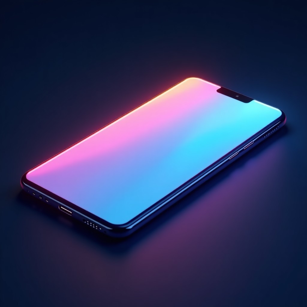 Futuristic smartphone screen folding technology, light streaks, technological innovation, vibrant colors, clean and sharp focus, 16:9