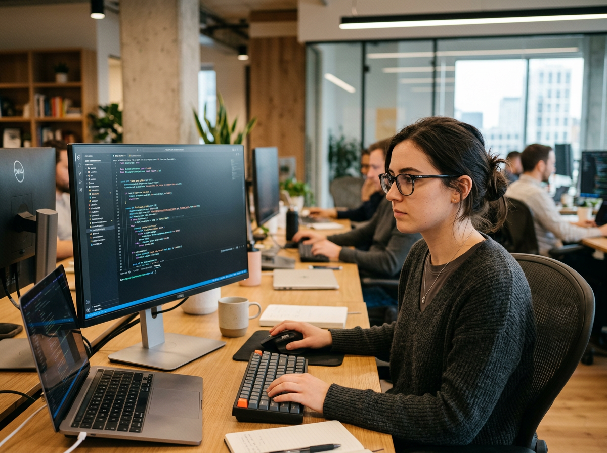 보안 검토를 진행하는 개발자의 모습