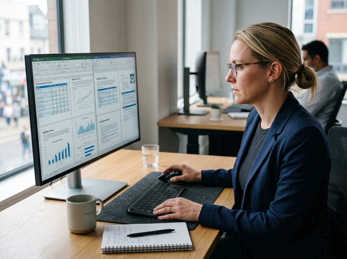 자료 분석 중인 모습