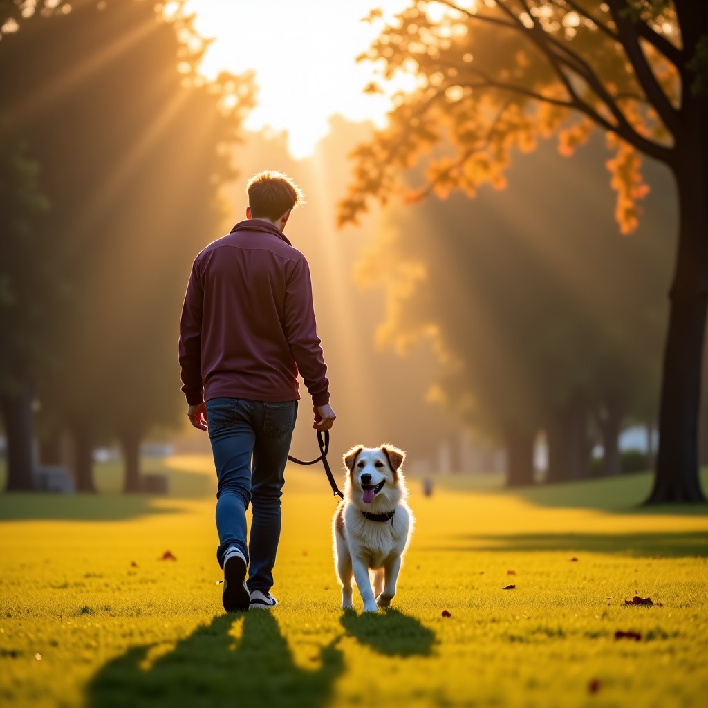 반려견과 산책하는 모습