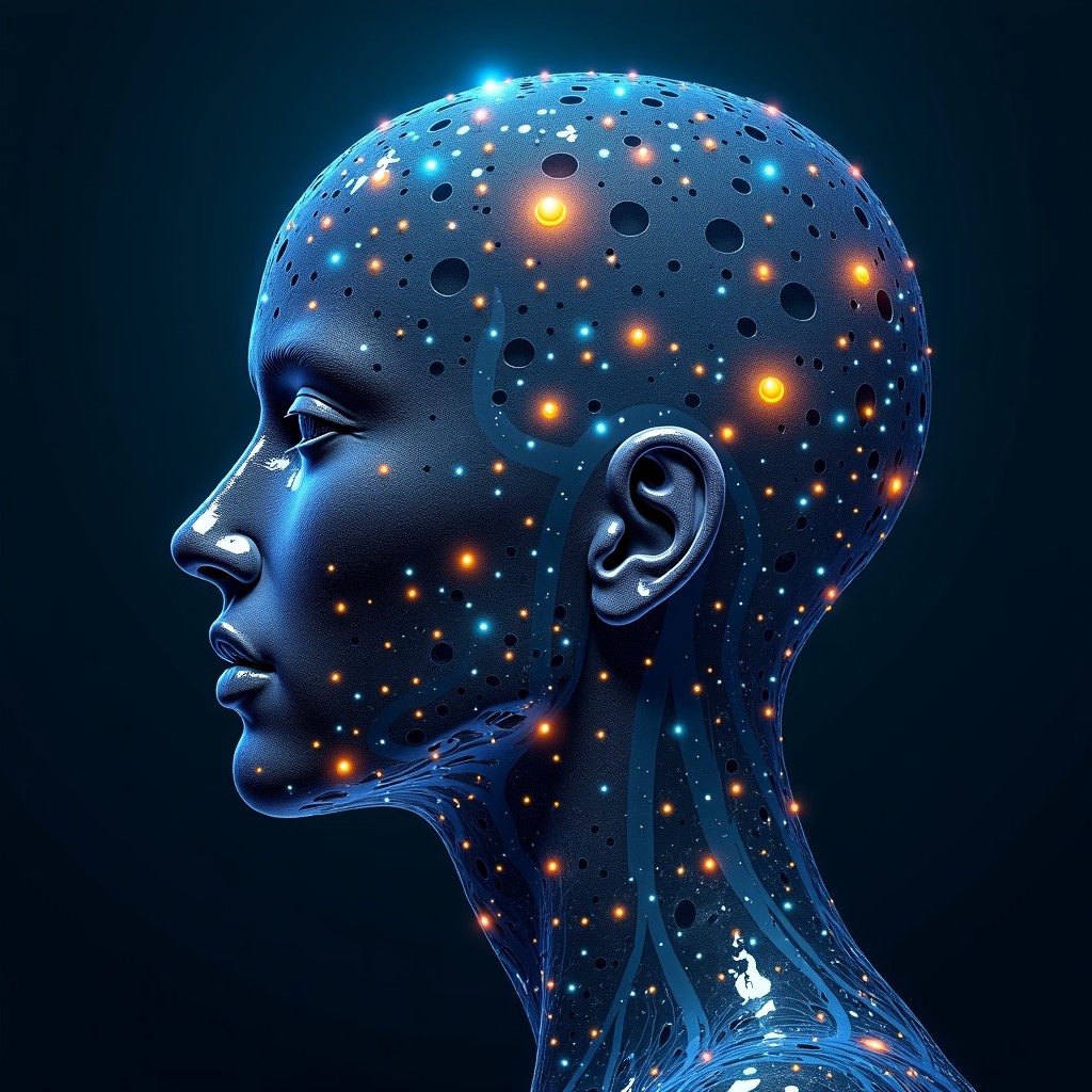 Detailed conceptual composition of neural network layers and logical decision making, sophisticated and precise, high-tech environment, 4:3