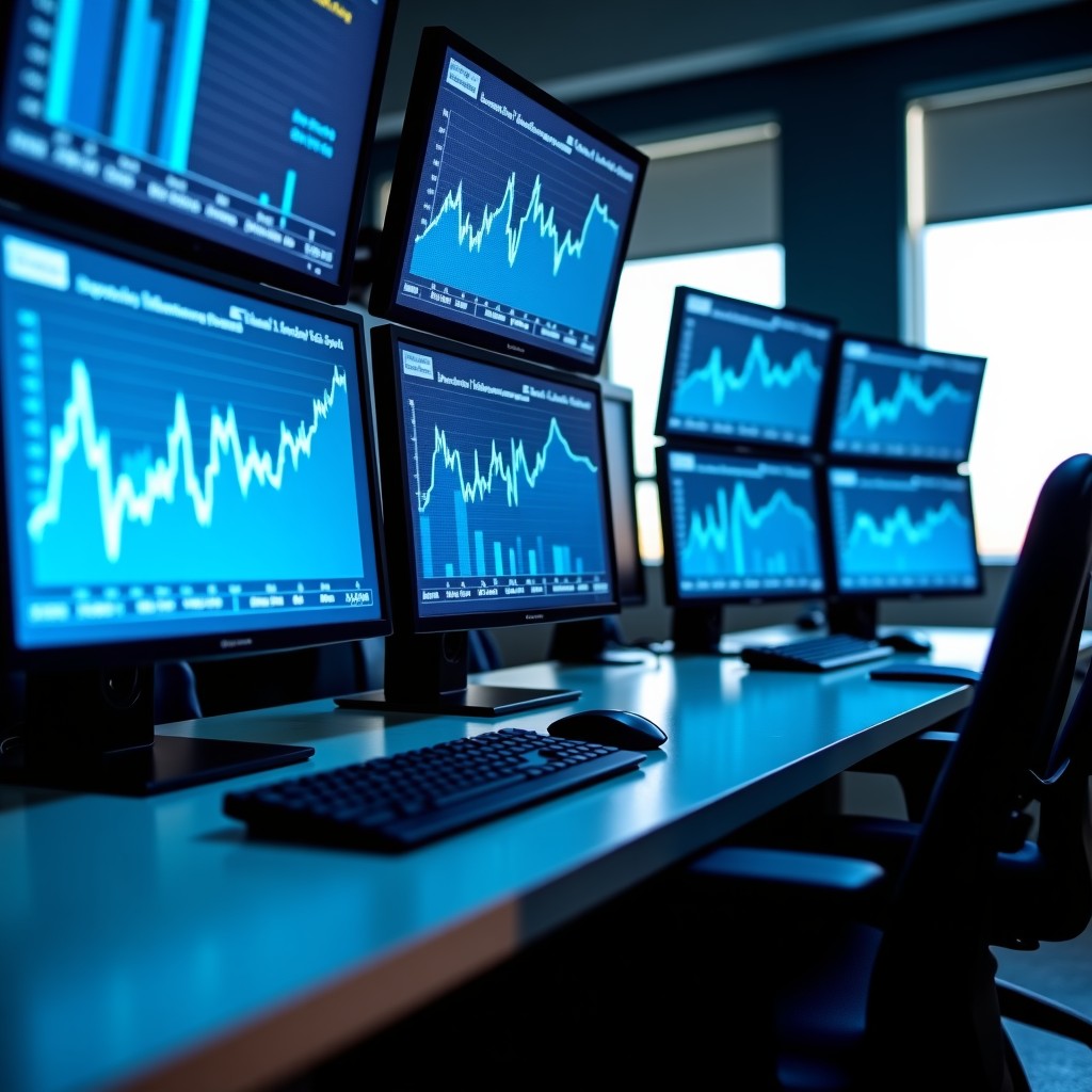 고요한 데이터 분석실의 화면