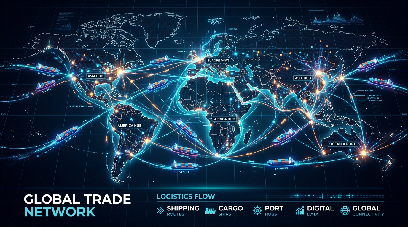 글로벌 물류와 경제 흐름 상징