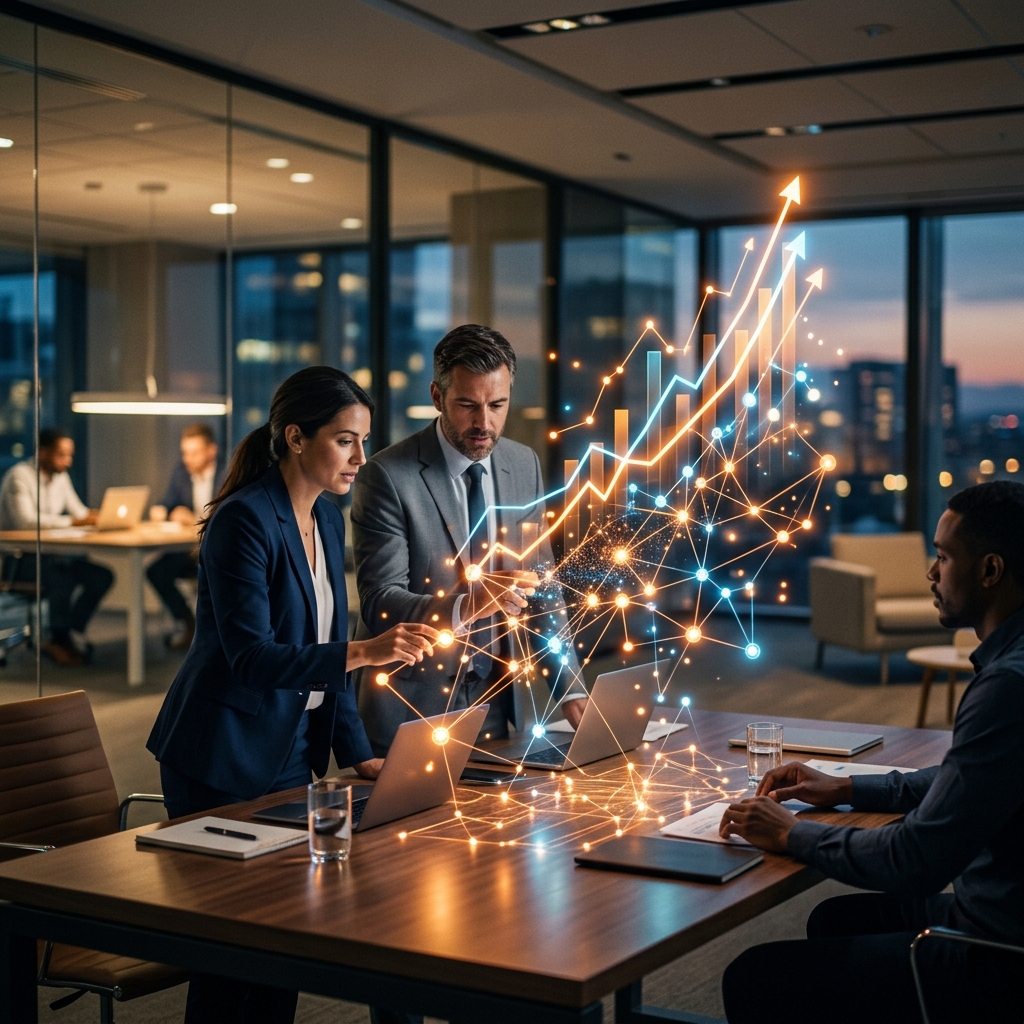 투자와 성장을 상징하는 추상적인 비즈니스 이미지