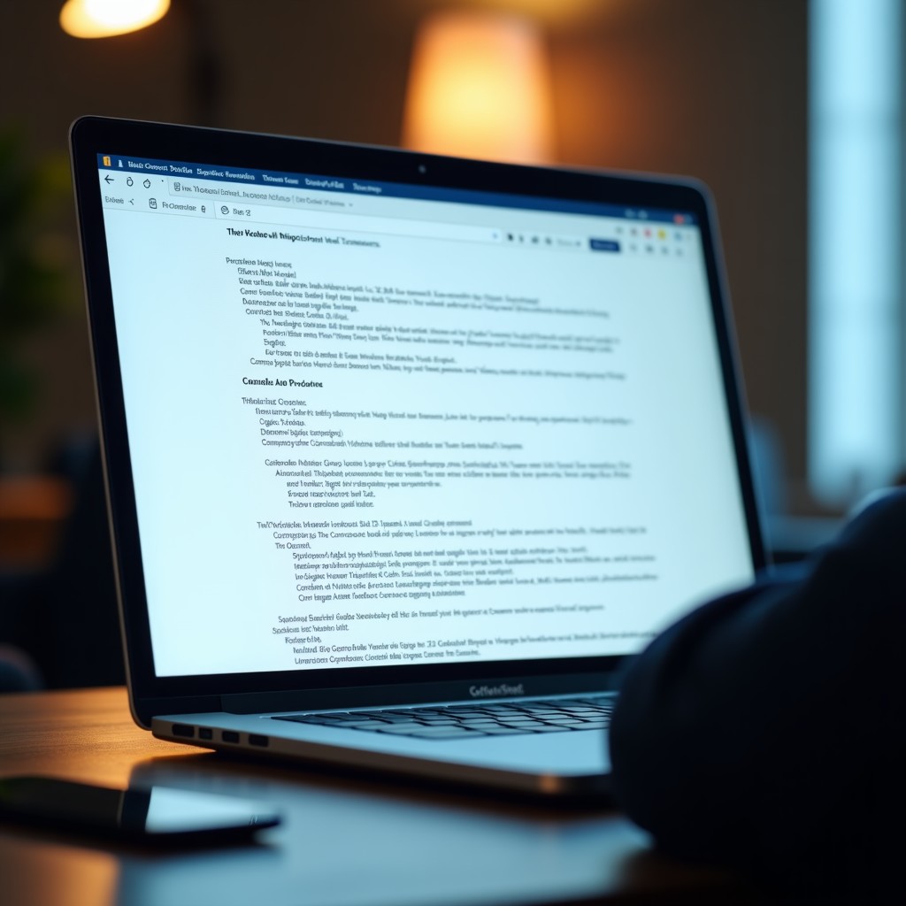 A well organized digital document layout on a screen, professional aesthetic, soft lighting, depth of field, 4:3