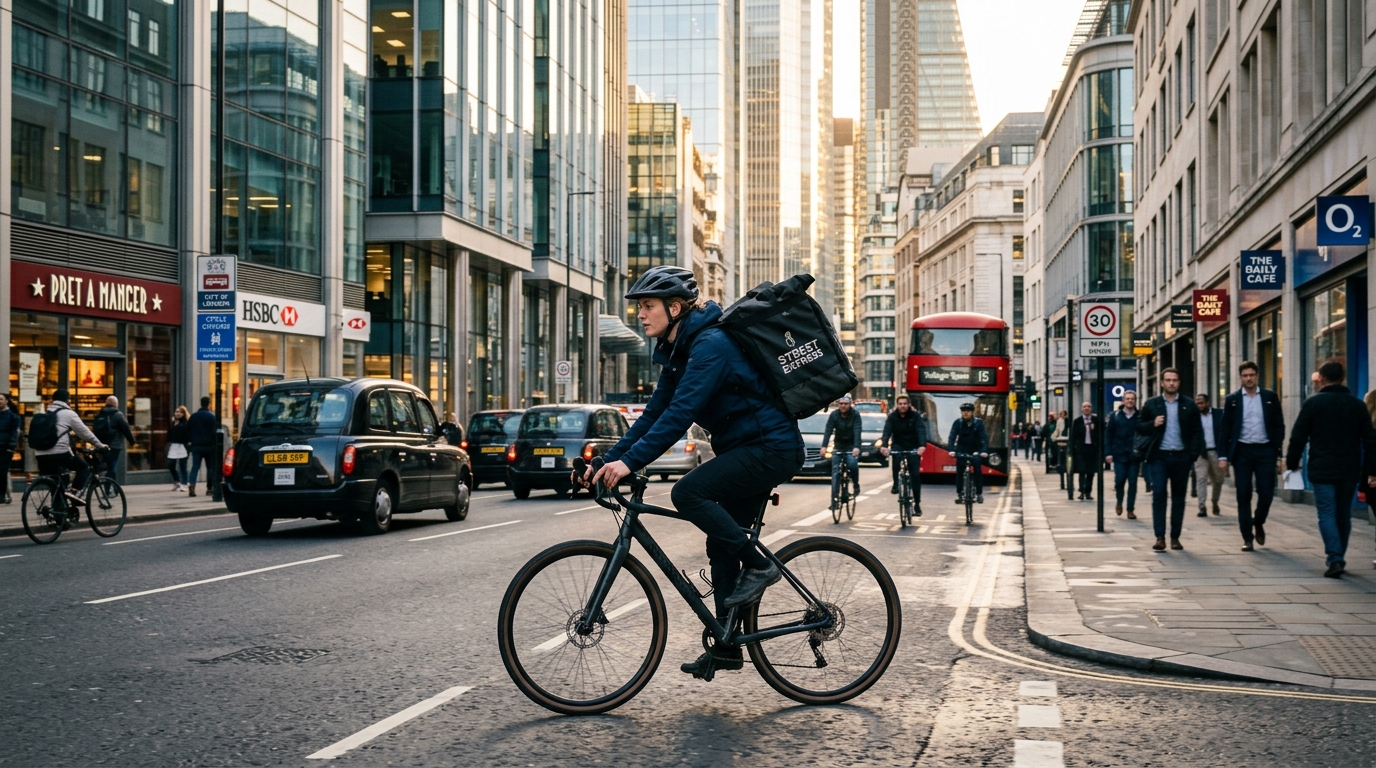 도시를 누비는 배달 기사의 모습