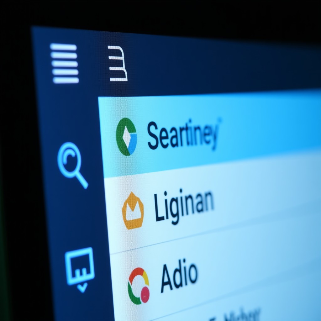 Close-up of computer screen showing taskbar settings menu, digital interface, clean UI, high tech, 4:3
