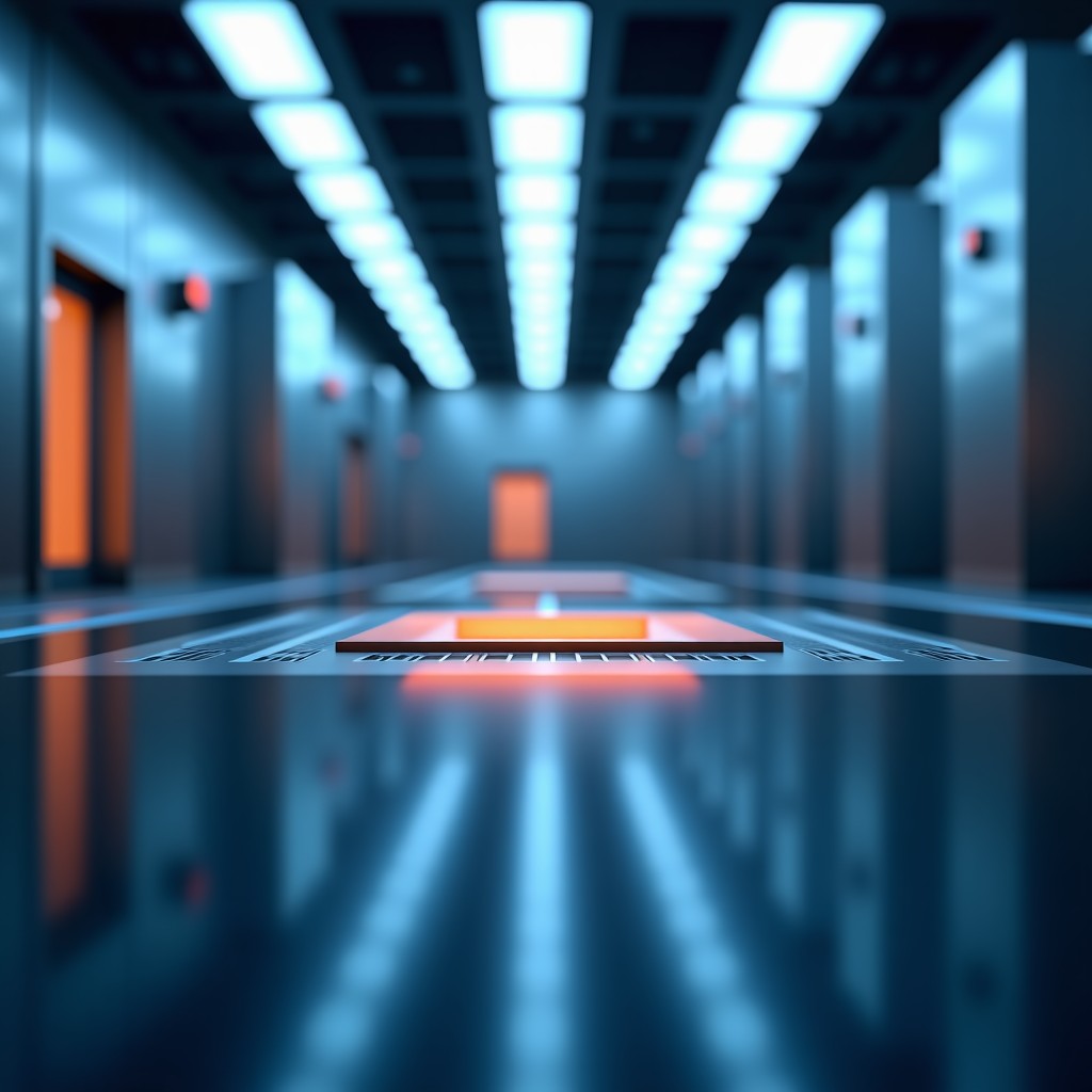 Conceptual view of high-precision silicon wafer processing inside a clean room environment, focus on advanced technology, realistic industrial aesthetic, 4:3