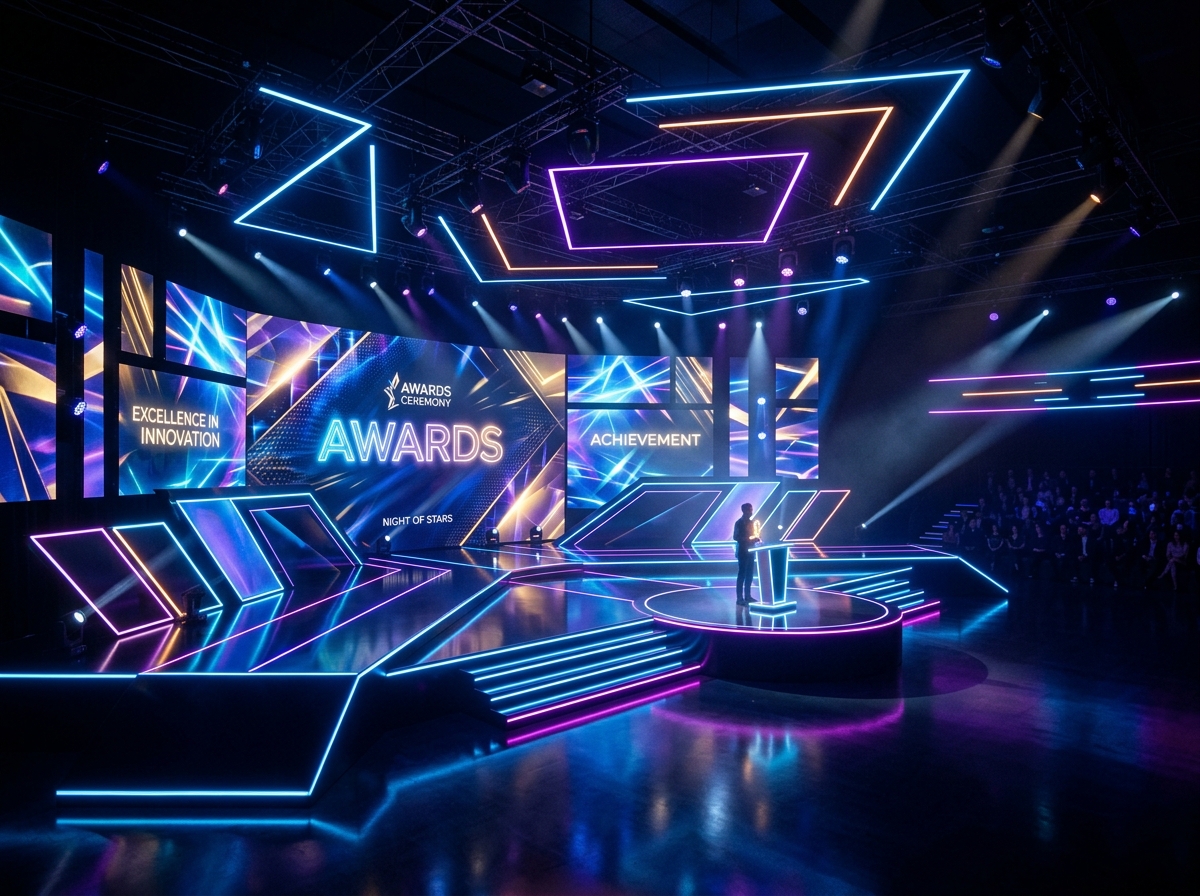 시상식장의 미래적인 분위기