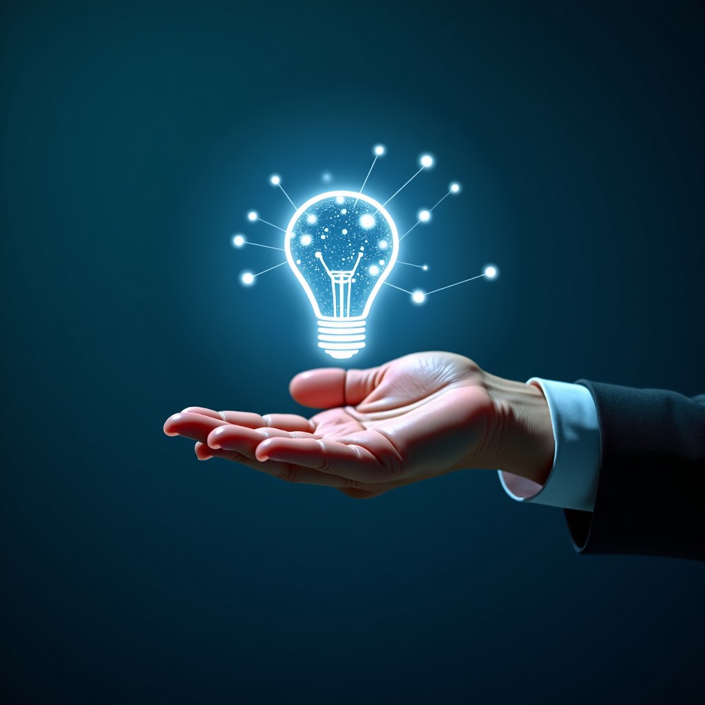 A futuristic human hand reaching out to a glowing digital neural network, soft ambient lighting, clean and professional look, artistic composition, no text, 16:9 aspect ratio.