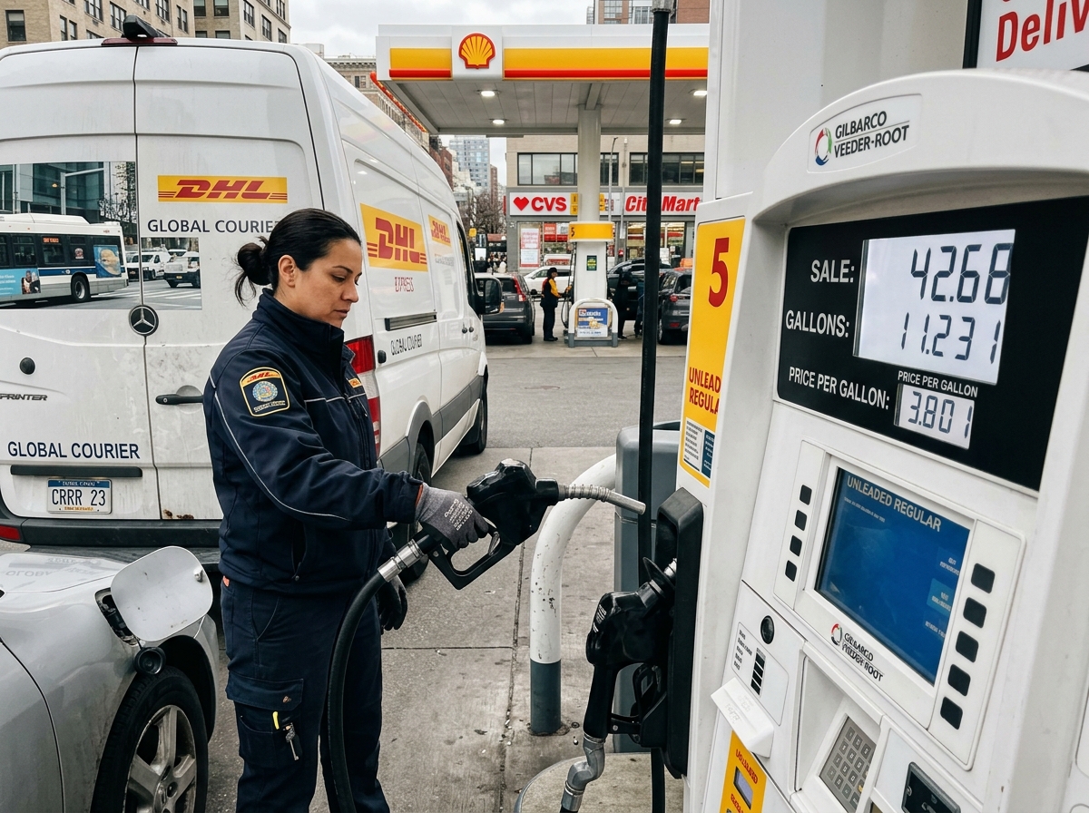 주유소에서의 배달 기사