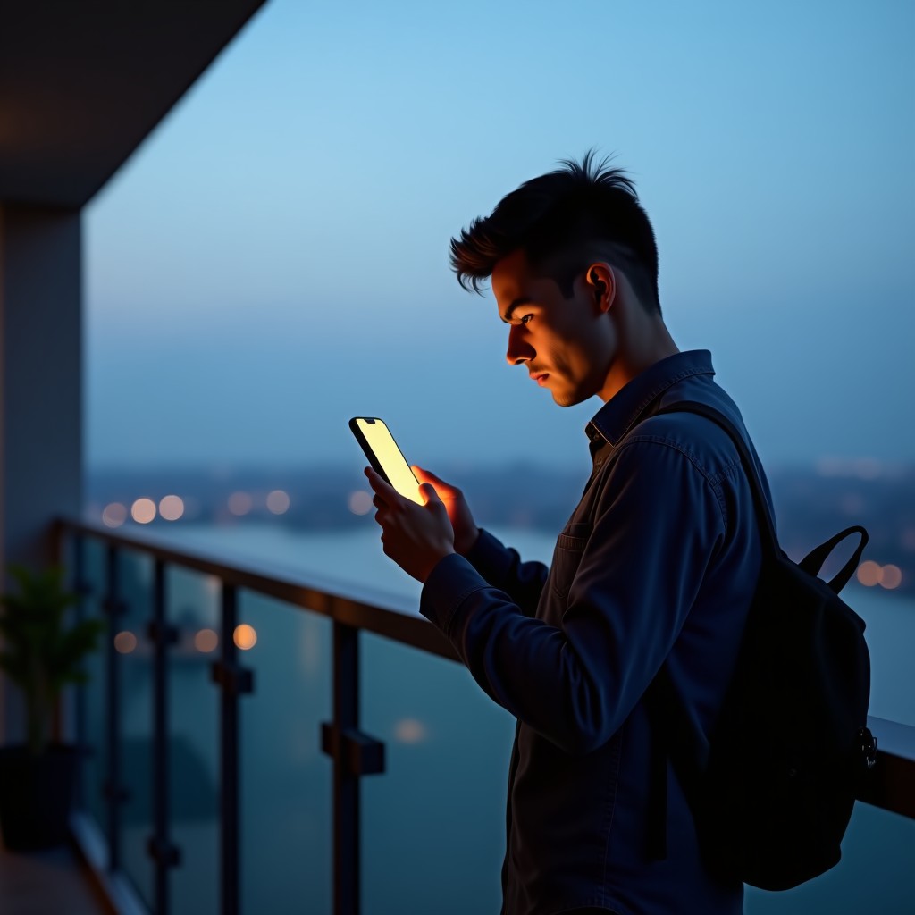 조작된 풍경을 보는 실망한 소비자
