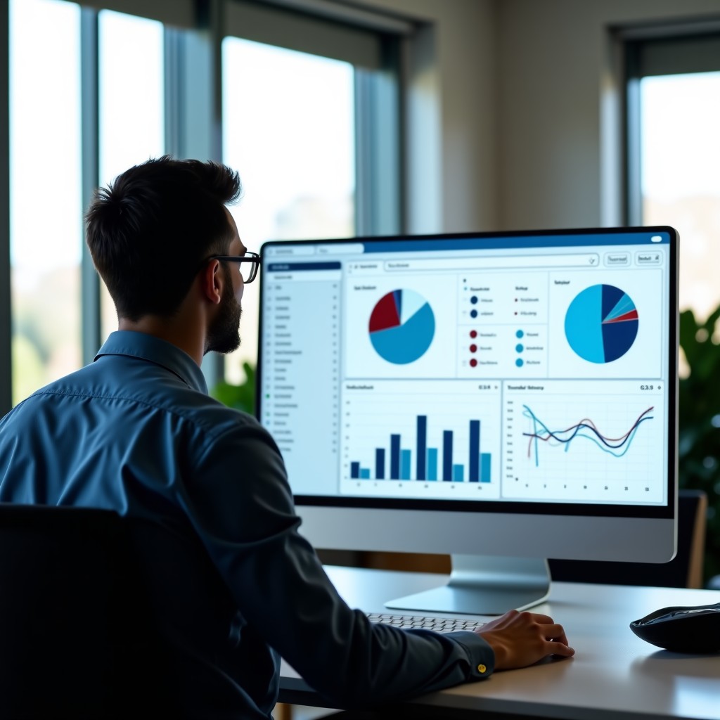 데이터 분석을 진행하는 개발자의 모습