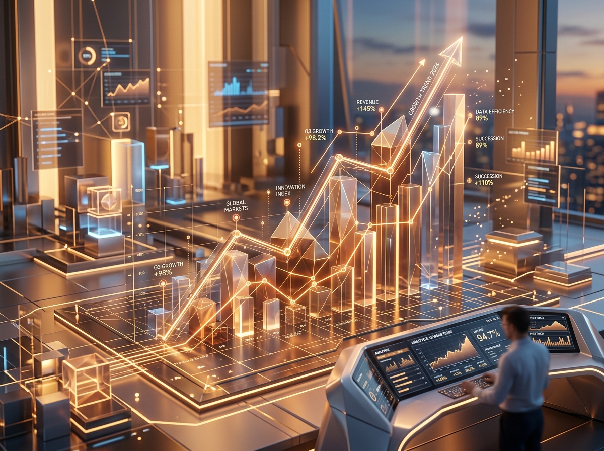 비즈니스 성장을 상징하는 오르는 차트