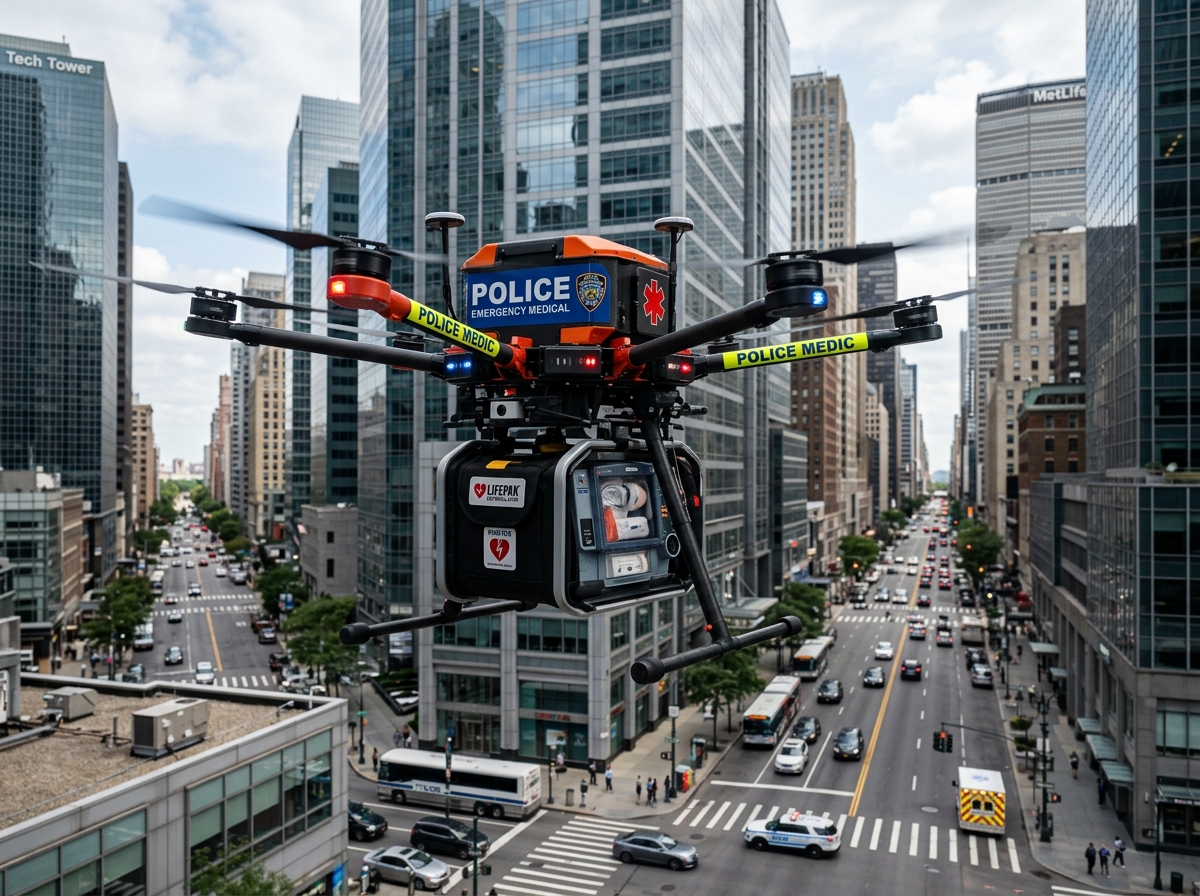 응급 의료 장비를 탑재한 드론
