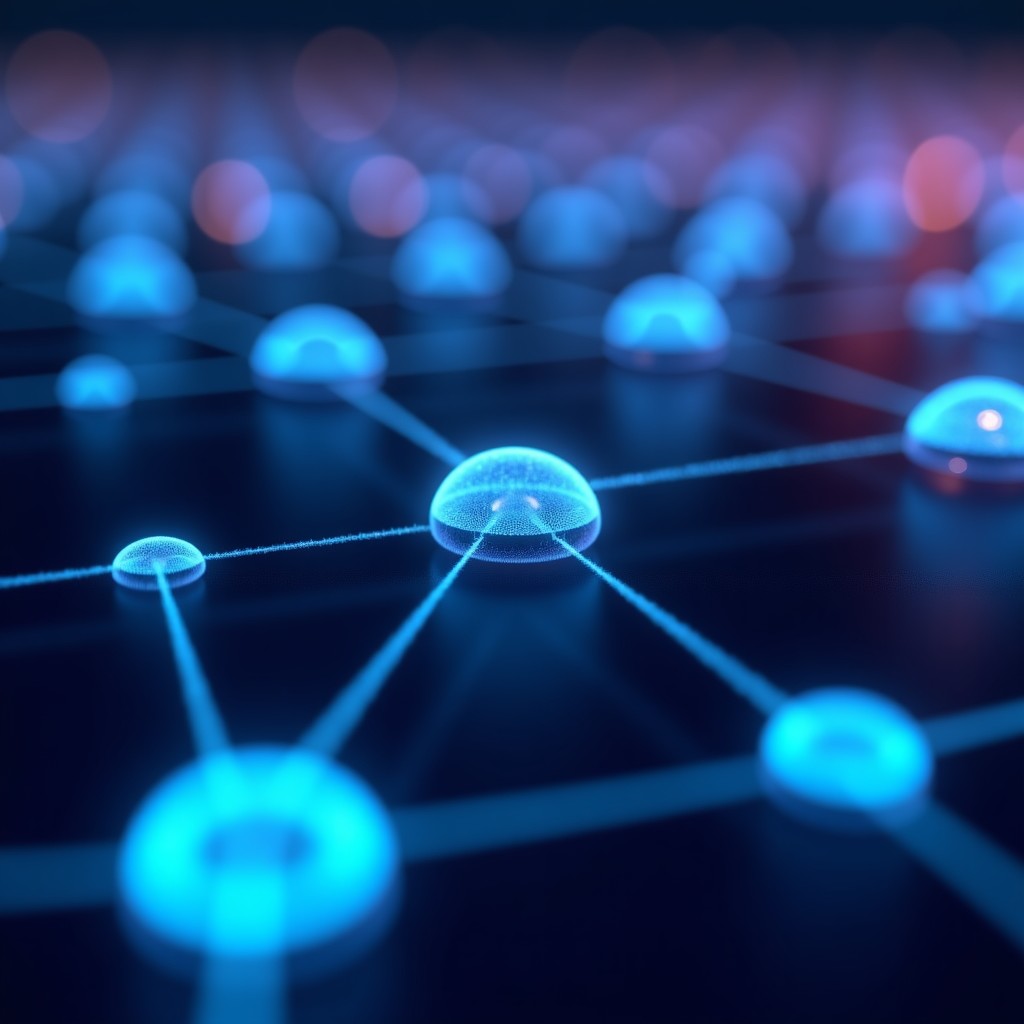 Close-up of glowing interconnected neural networks on a dark background, soft blue and purple lighting, representing modern AI development, clean and professional, 16:9 aspect ratio.