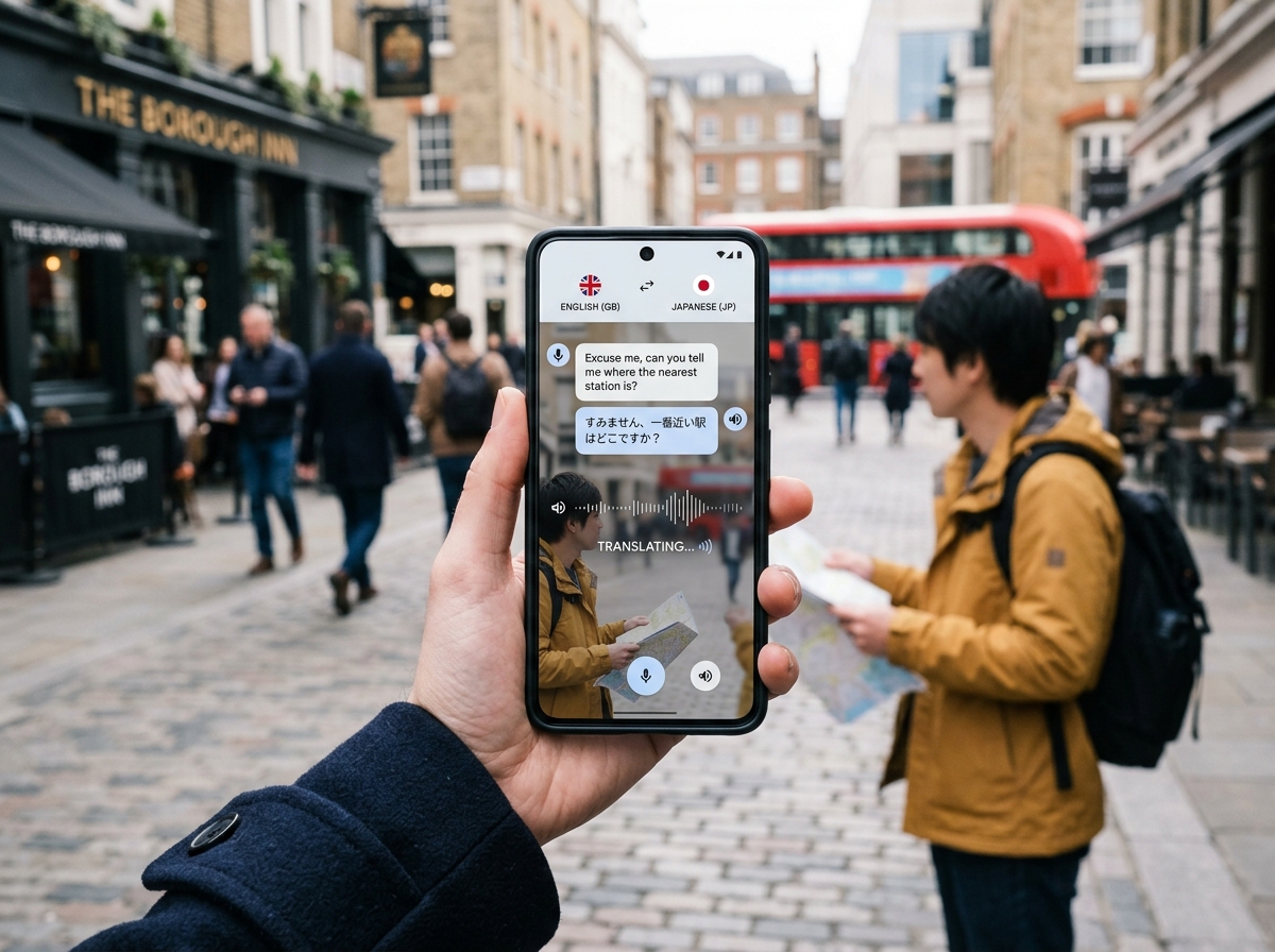 실시간 번역 기술을 사용하는 모습