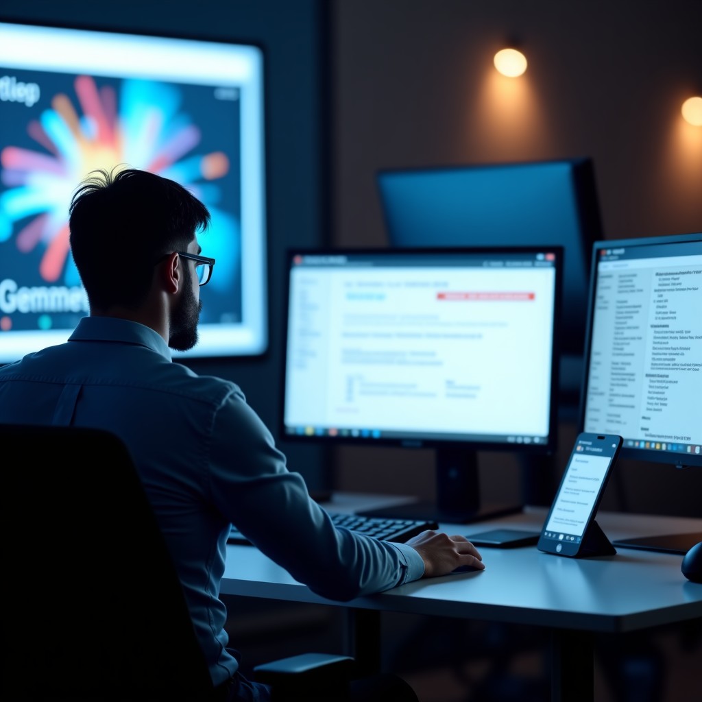 컨퍼런스 세션을 시청하는 IT 전문가