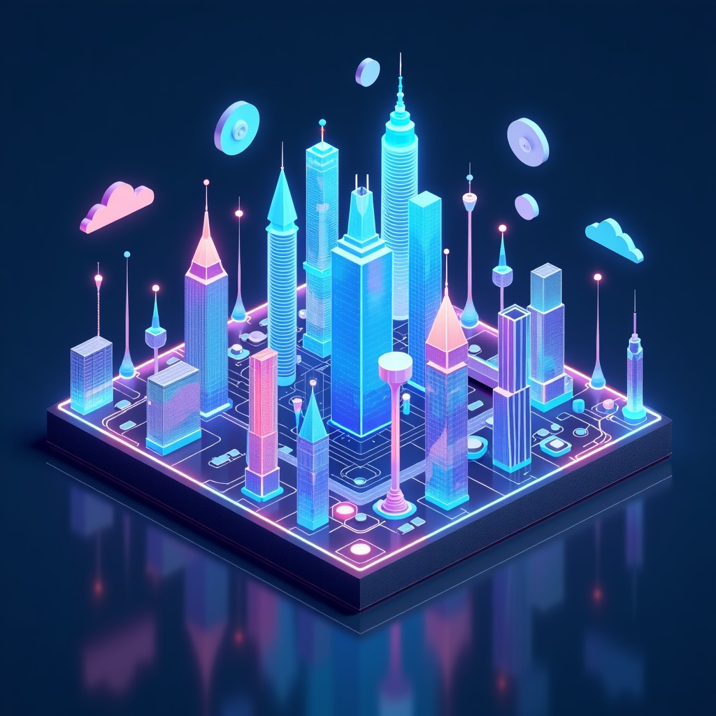 Conceptual art of digital infrastructure and growth, high quality, 4:3