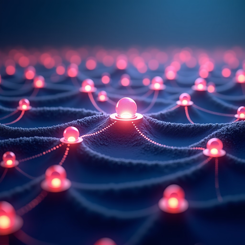 A conceptual visualization of the digital future, interconnected glowing nodes, digital landscape, high-tech abstract art, 4:3