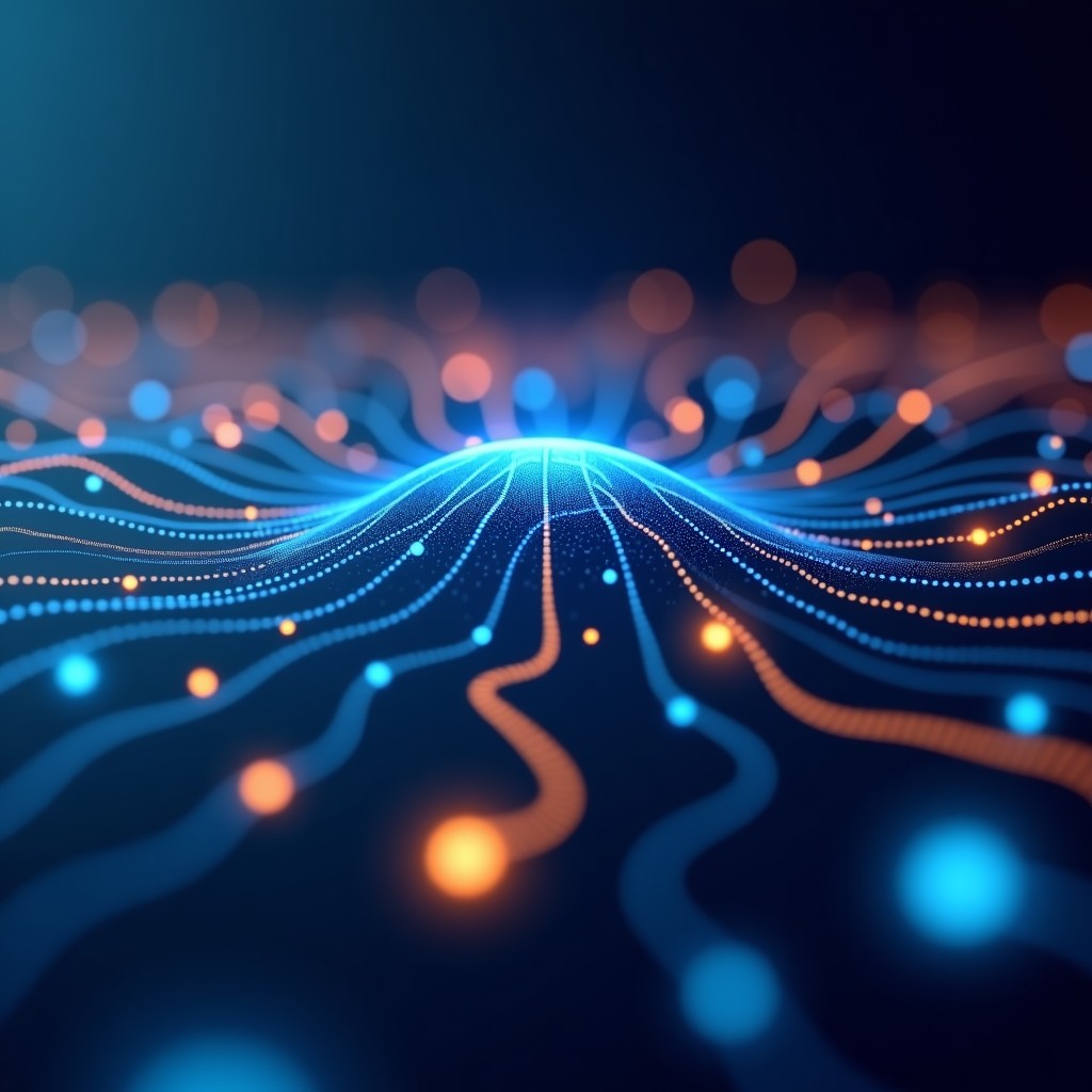 A sleek and modern visualization of a digital AI interface, glowing neural networks, professional atmosphere, minimalist background, high quality, 4:3